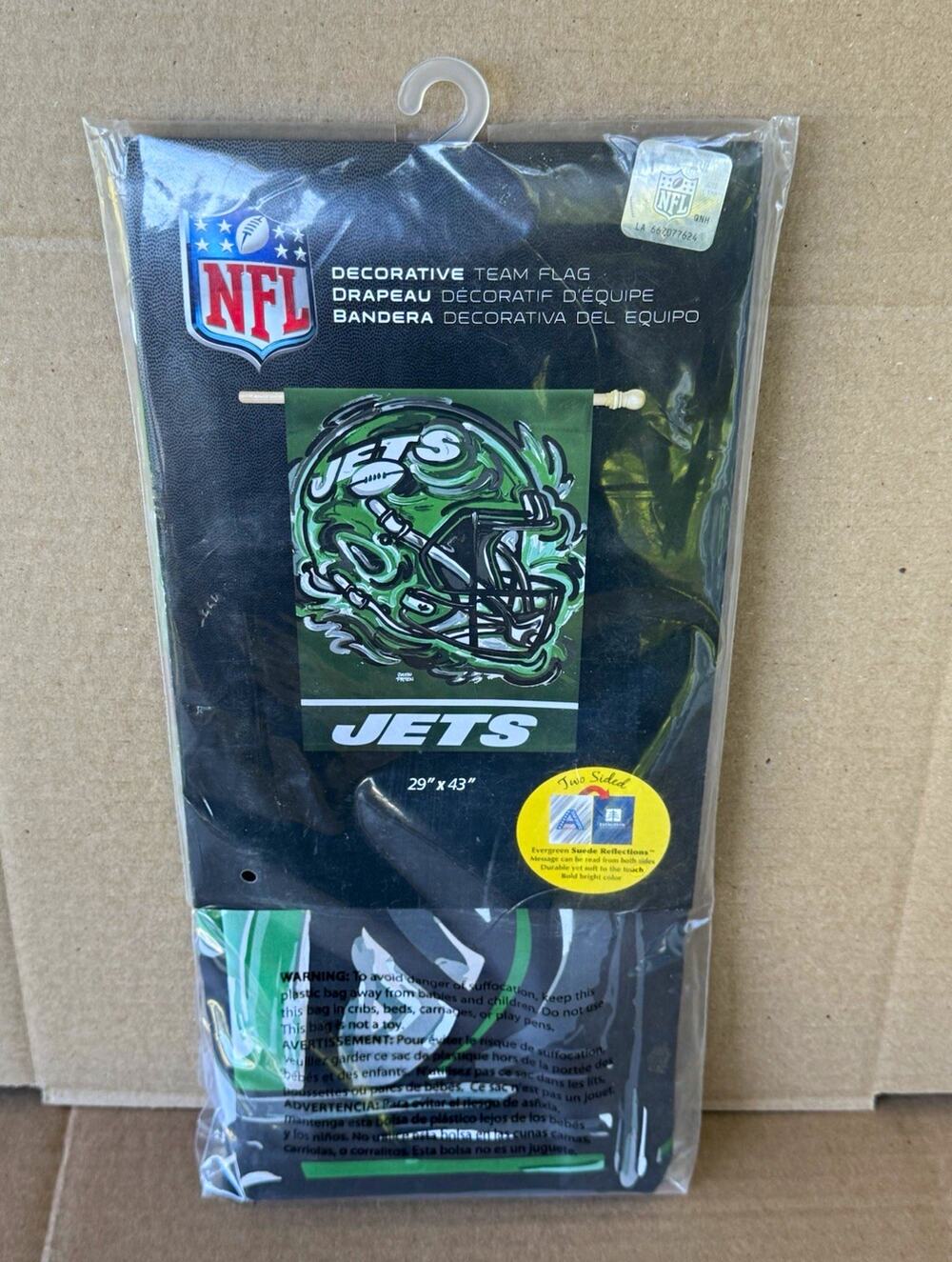 Evergreen New York Jets Double-Sided Fabric Flag 29" x 43" Green/Black/White